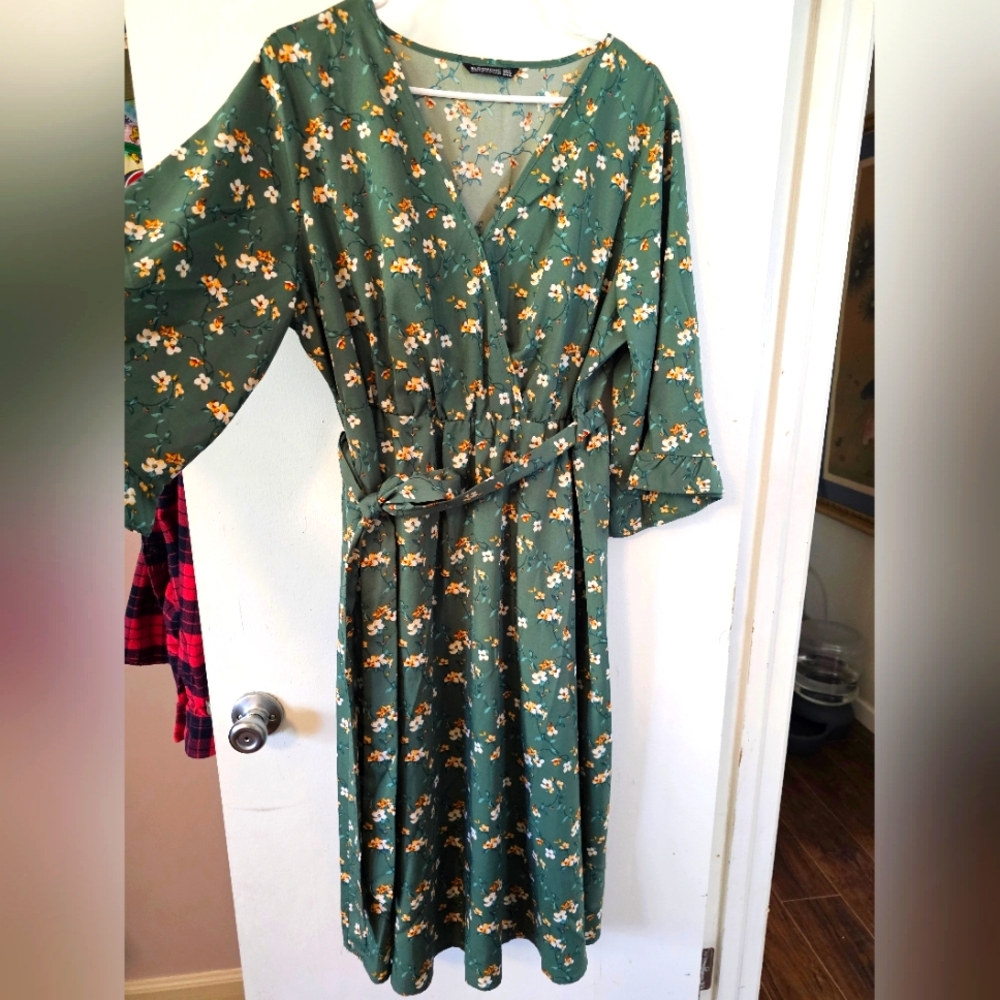 Green floral dress
